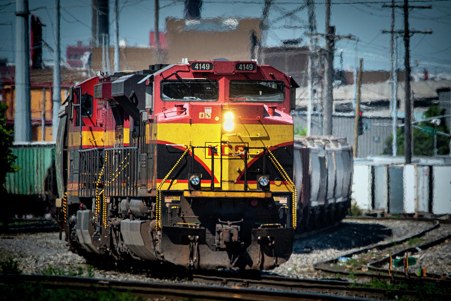 Kansas City Southern 4149 leads an eastbound freight at Kansas City MO Photograph by Jim Pearson