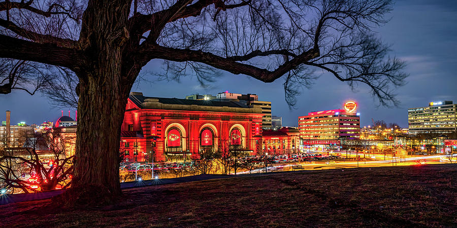 Kansas City Chiefs Photograph - Kansas City Union Station In Red Panorama by Gregory Ballos