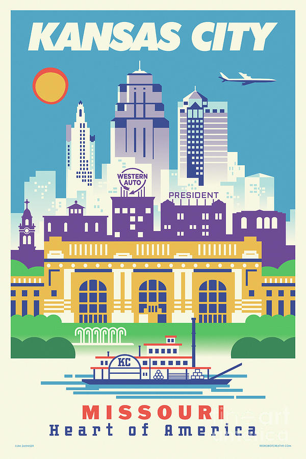 Kansas City - Vintage Travel Poster Digital Art by Jim Zahniser