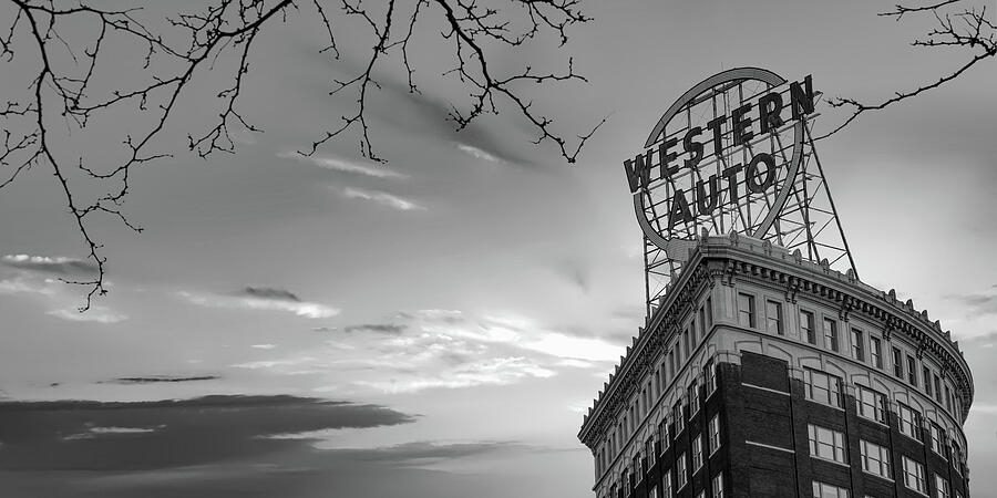 Kansas City Western Auto Building Monochrome Panorama Photograph