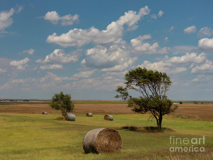 Kansas prairie and bales of hay Photograph by Garry McMichael