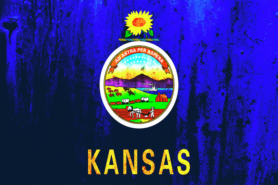 Kansas State Flag In Grunge Photograph
