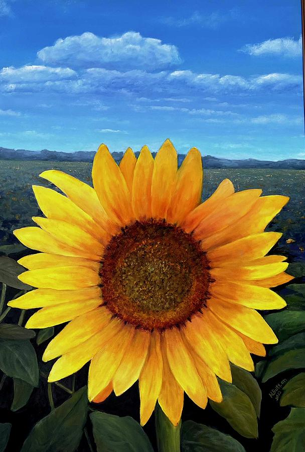 Kansas Sunflower Painting by Nadine Button