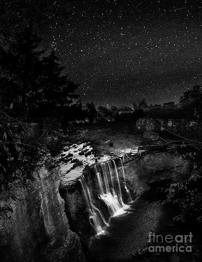 Kansas Waterfall at Night Photograph by Michael Ciskowski