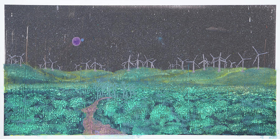 Abstract Painting - Kansas Wind Turbines by Dragos Burghiu