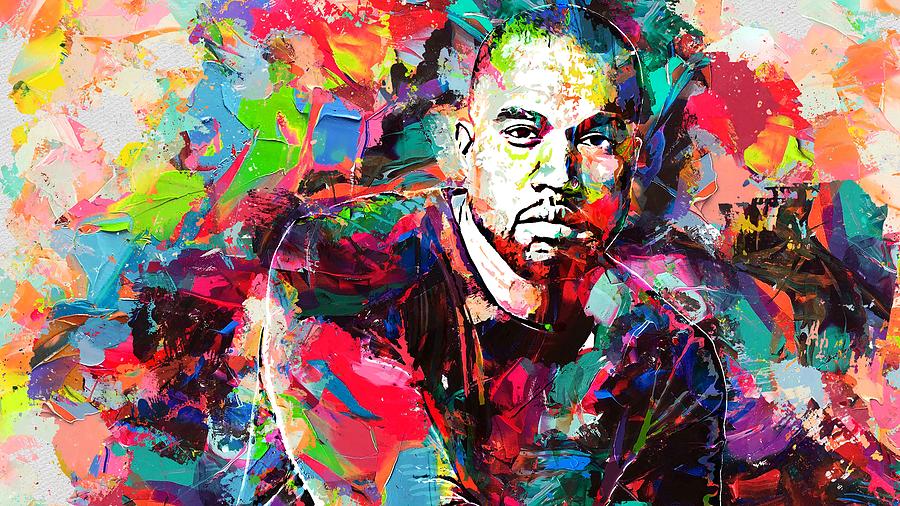 Kanye West American Rapper Singer Record Producer Oil Knife Painting ...