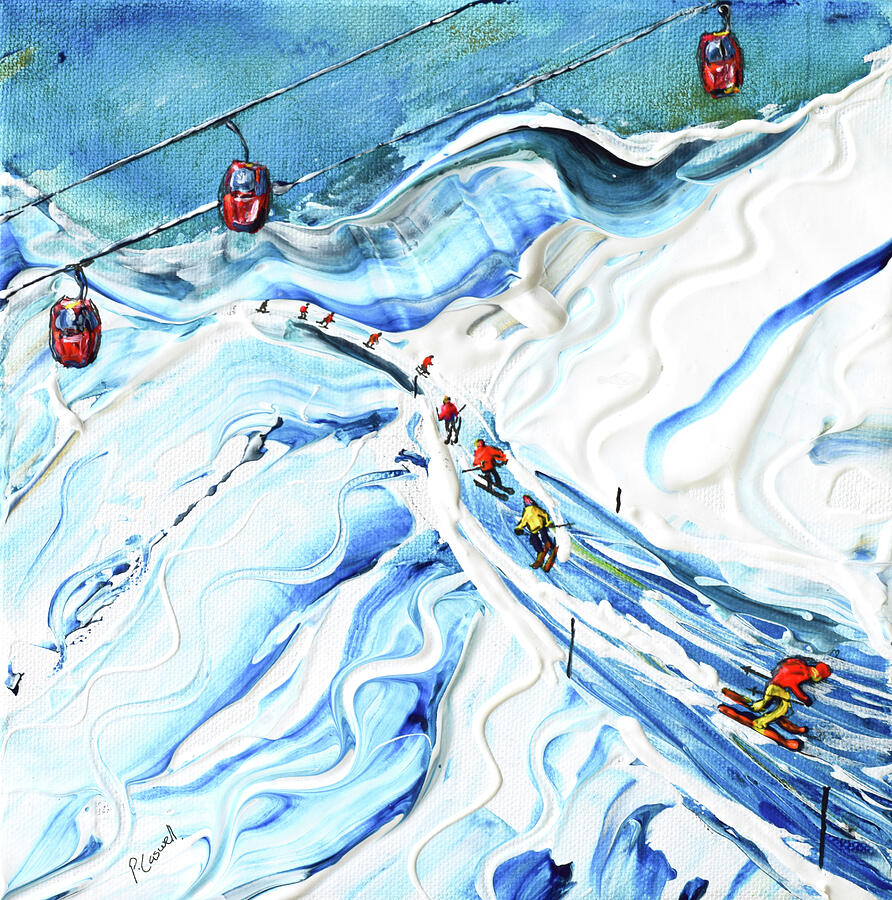 Kaprun glacier ski poster Painting by Pete Caswell