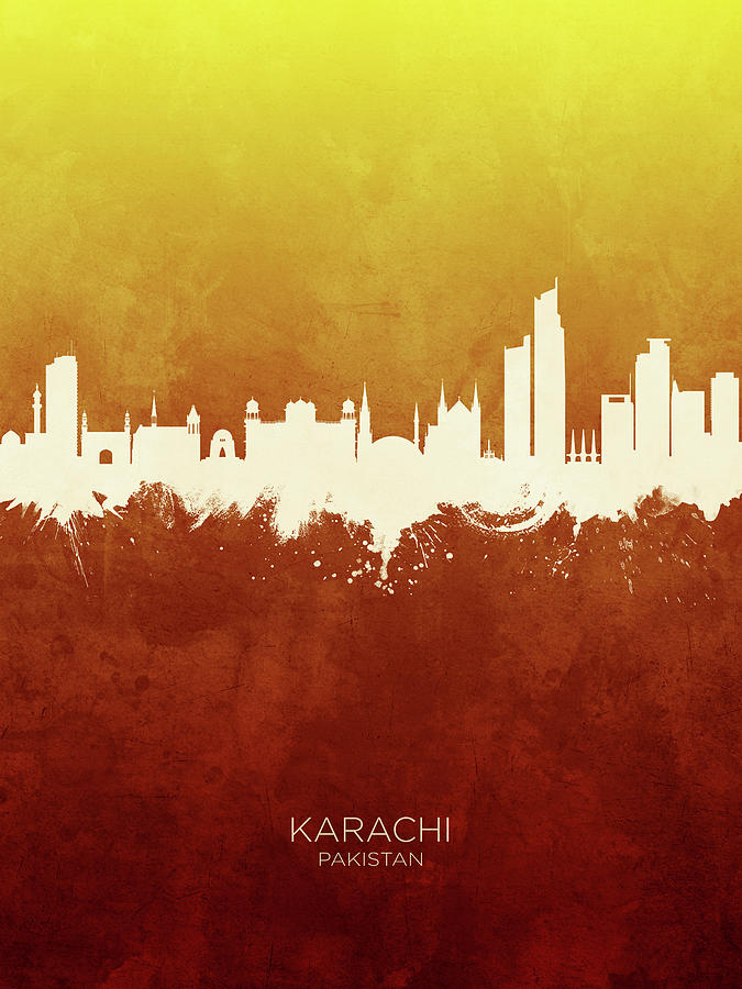 Karachi Pakistan Skyline #17 Digital Art by Michael Tompsett