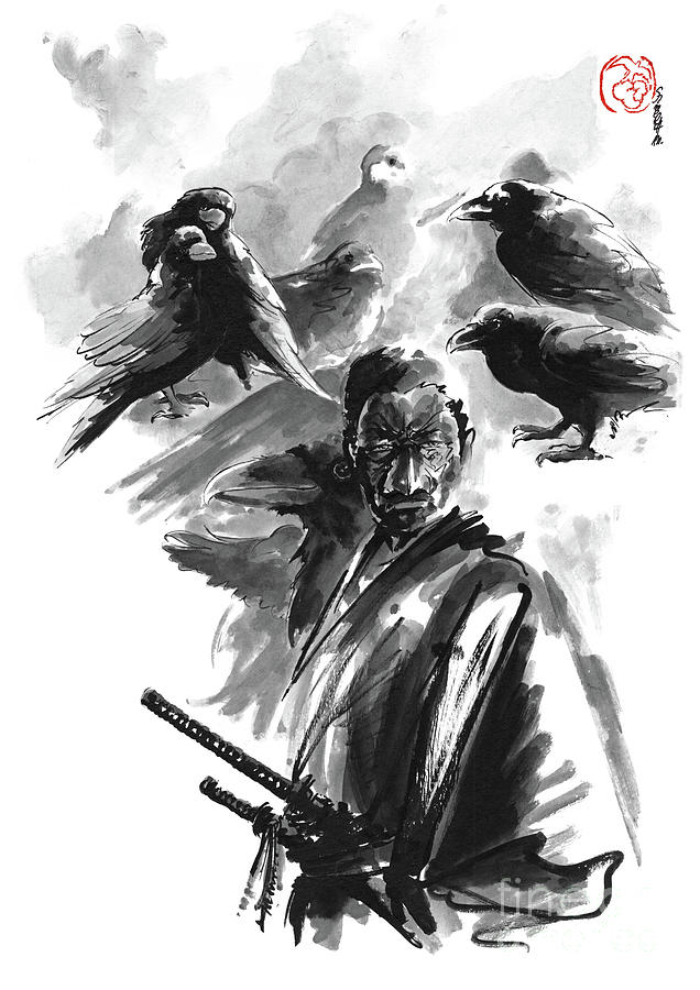 Karasu Tengu Painting, Tengu with Sword Painting, Crow Tengu Wall Poster,  Crow Tengu Home Decor Painting by Mariusz Szmerdt - Pixels