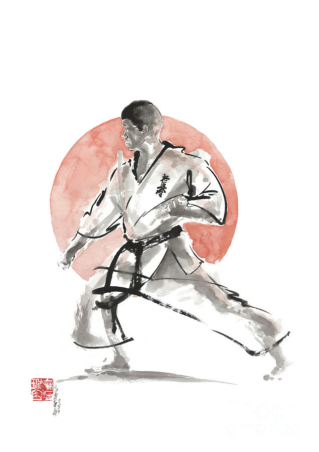 Kyokushin Karate Painting - Karate poster, Karate painting, Black belt poster by Mariusz Szmerdt