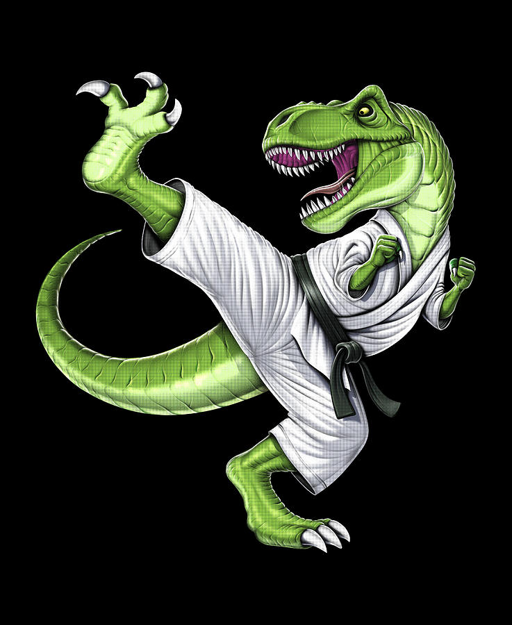 Martial Arts Digital Art - Karate T-Rex Dinosaur by Nikolay Todorov