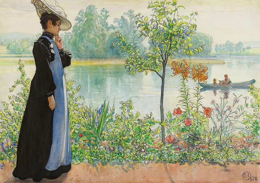 Carl Larsson Painting - Karin by the Shore, 1908 by Carl Larsson