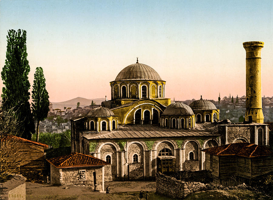 Kariye mosque, Constantinople, Turkey, ca. 1908 Painting by Artistic Rifki