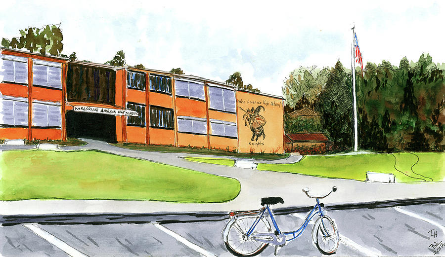 Karlsruhe American High School Painting by Tracy Hutchinson