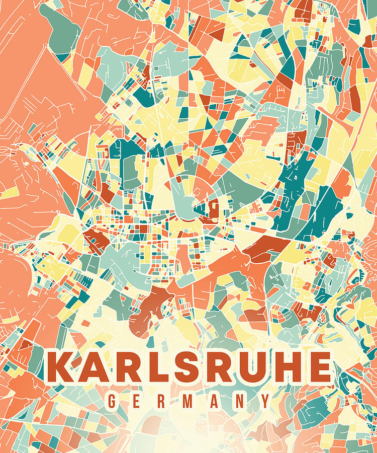 Karlsruhe Germany Map Digital Art by Alexandru Chirila - Pixels