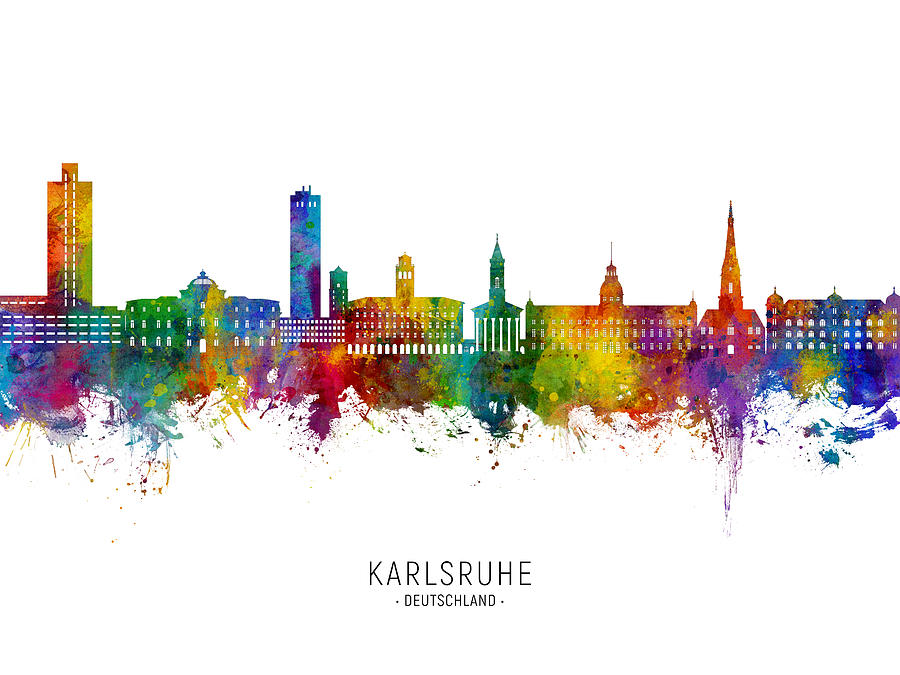Karlsruhe Digital Art - Karlsruhe Germany Skyline #21 by Michael Tompsett