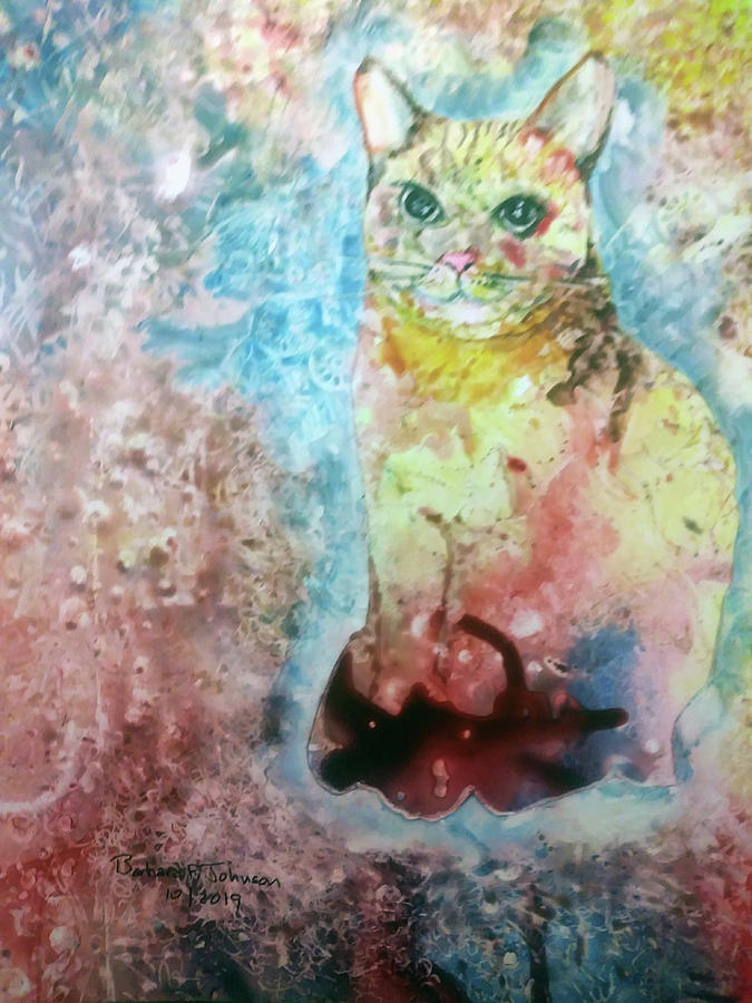 Karmic Kitty Painting by Barbara F Johnson