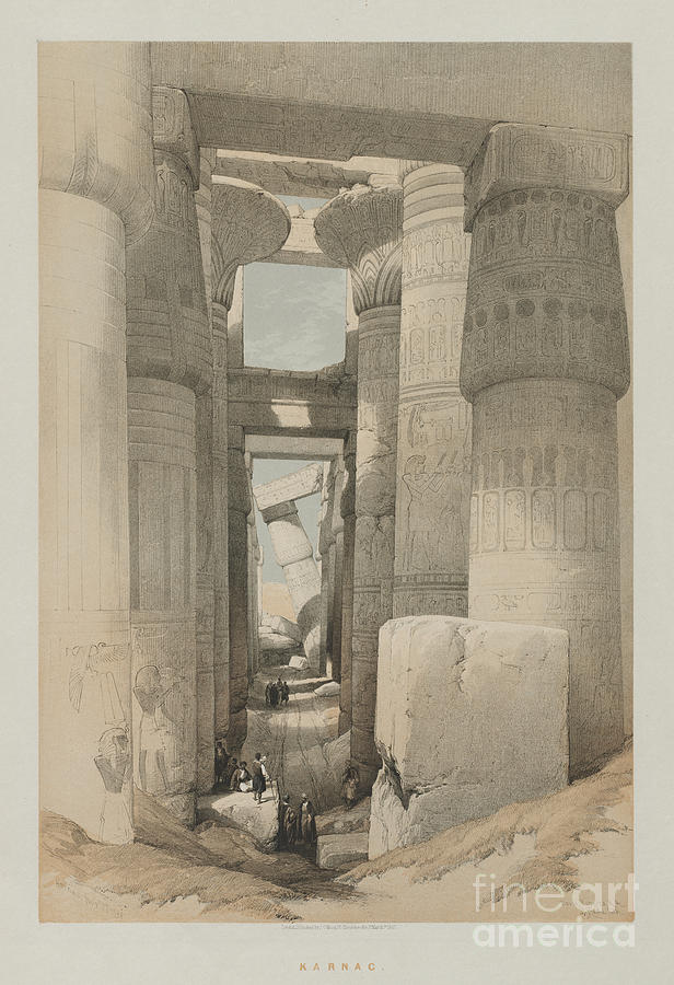 Karnak, Egypt Roberts 1847 r4 Drawing by Historic illustrations