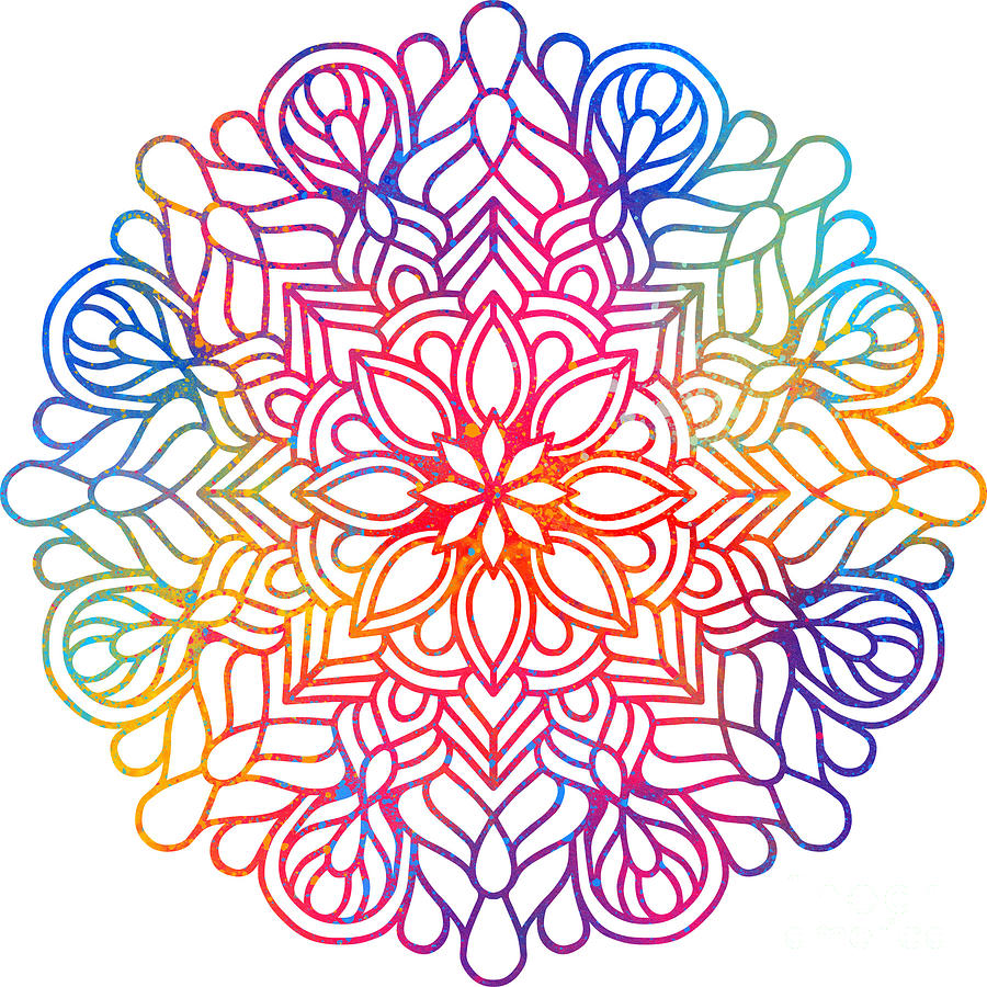 Karnavan - Colorful Vibrant Rainbow Mandala Pattern Digital Art by Sambel Pedes
