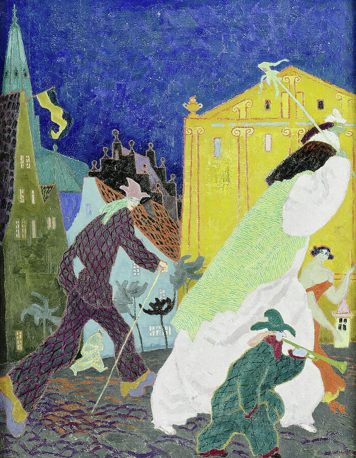 Karneval - Carnival - Colorful village scene by Lyonel Feininger Painting by Lyonel Feininger Karneval - Carnival - Colorful village scene by Lyonel Feininger Painting by Lyonel Feininger