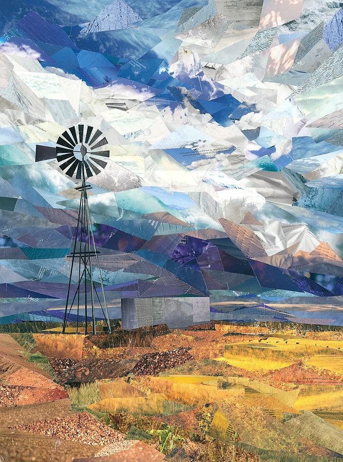 Mountain Mixed Media - Karoo Sky and Windmill 2 by Cath Duncan