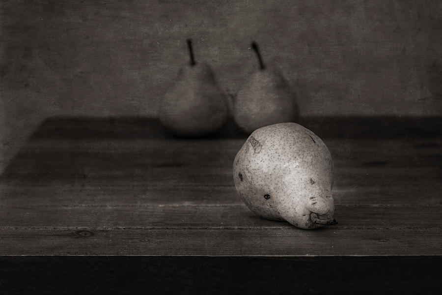 Triangulation, still life with pears Photograph by Alessandra RC