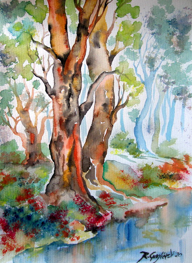 Karri Tree by the River and forest Painting by Roberto Gagliardi