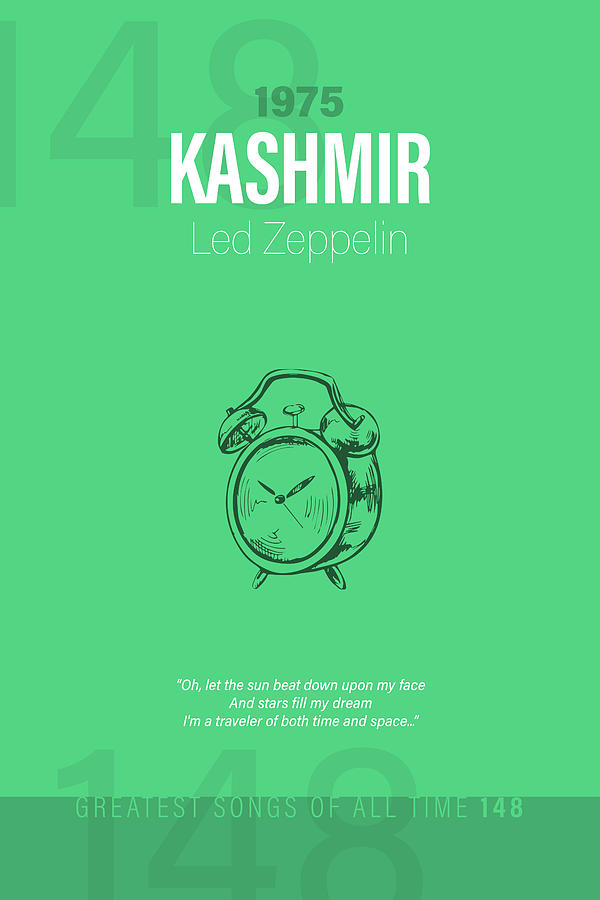 Led Zeppelin Mixed Media - Kashmir Led Zeppelin Minimalist Song Lyrics Greatest Hits of All Time 148 by Design Turnpike