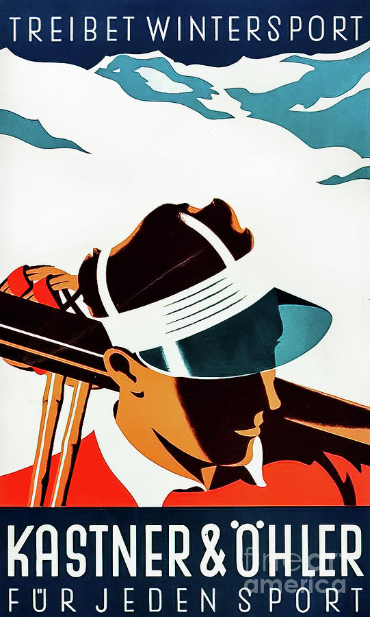Kastner and Ohler Art Deco Ski Poster Drawing by M G Whittingham