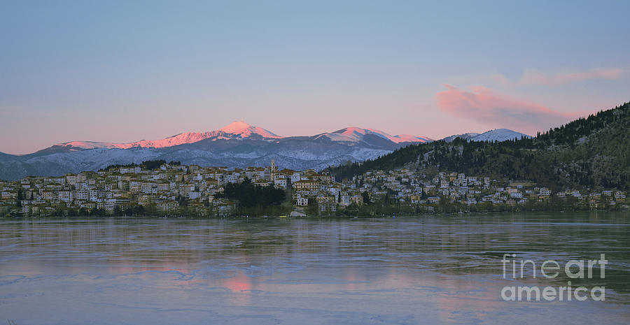 Kastoria With Frozen Lake Photograph