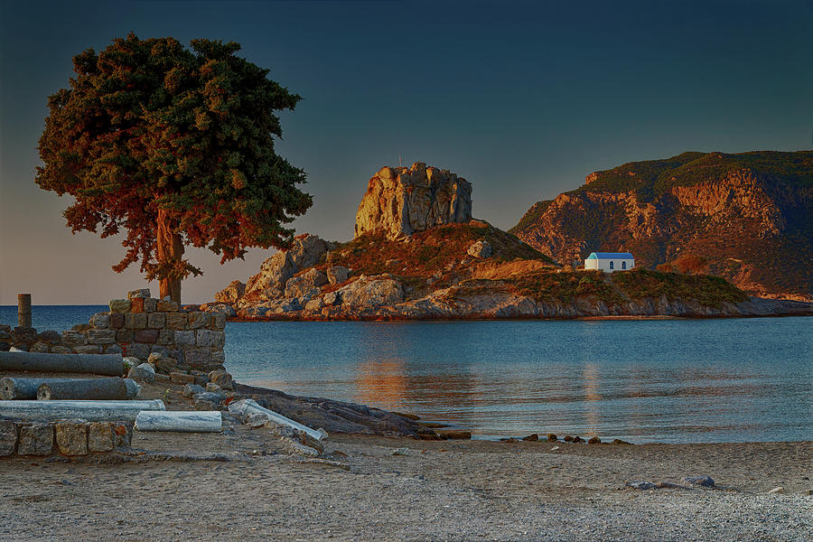 Greek Photograph - Kastri Island and the Church of Agios Stefanos  by John Gilham