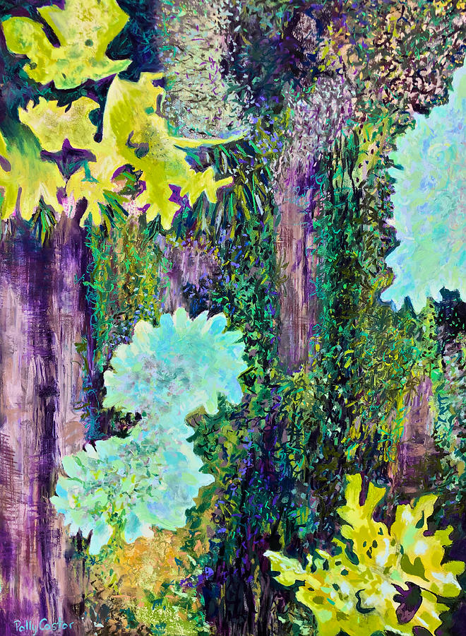 Katahdin Bark with Lichen and Moss Pastel by Polly Castor