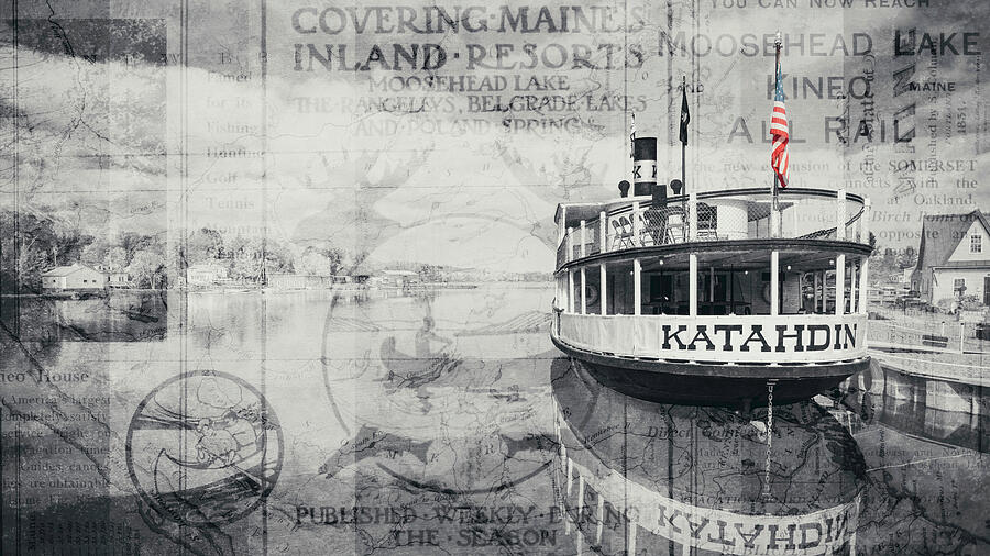 Katahdin Boat Moosehead Lake Mixed Media Mixed Media by Dan Sproul