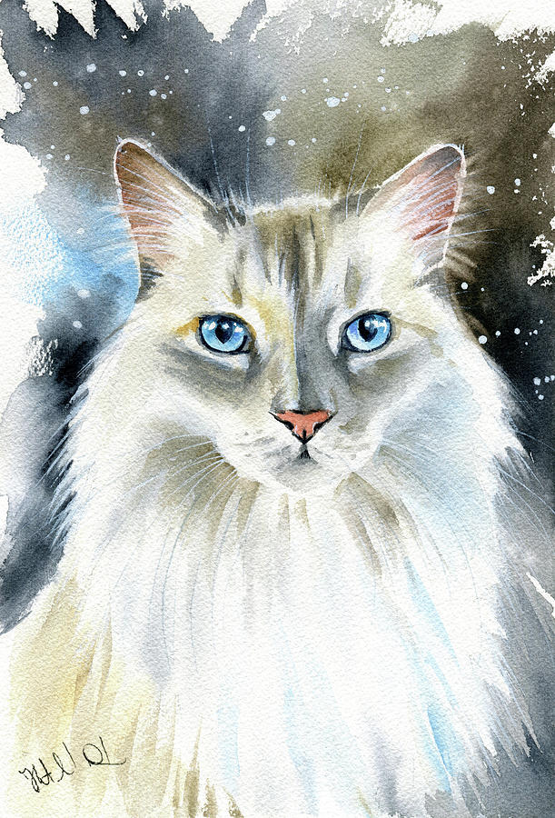 Kate Fluffy Cat Painting Painting by Dora Hathazi Mendes