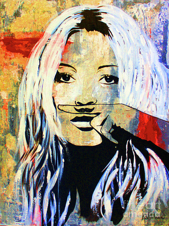 Kate Moss Mustache Painting by Kathleen Artist PRO