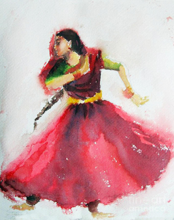 Kathak dancer Painting by Asha Sudhaker Shenoy