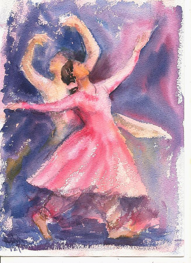 Kathak dancers Painting by Asha Sudhaker Shenoy