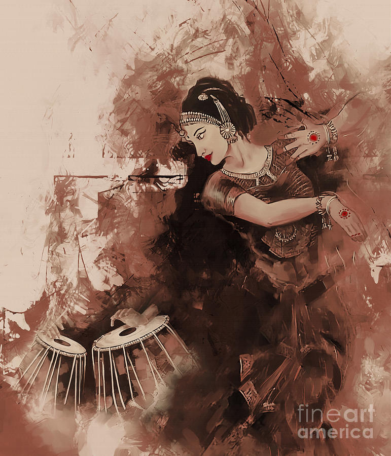 Music Painting - Kathak Dancing on Tabla music 001 by Gull G
