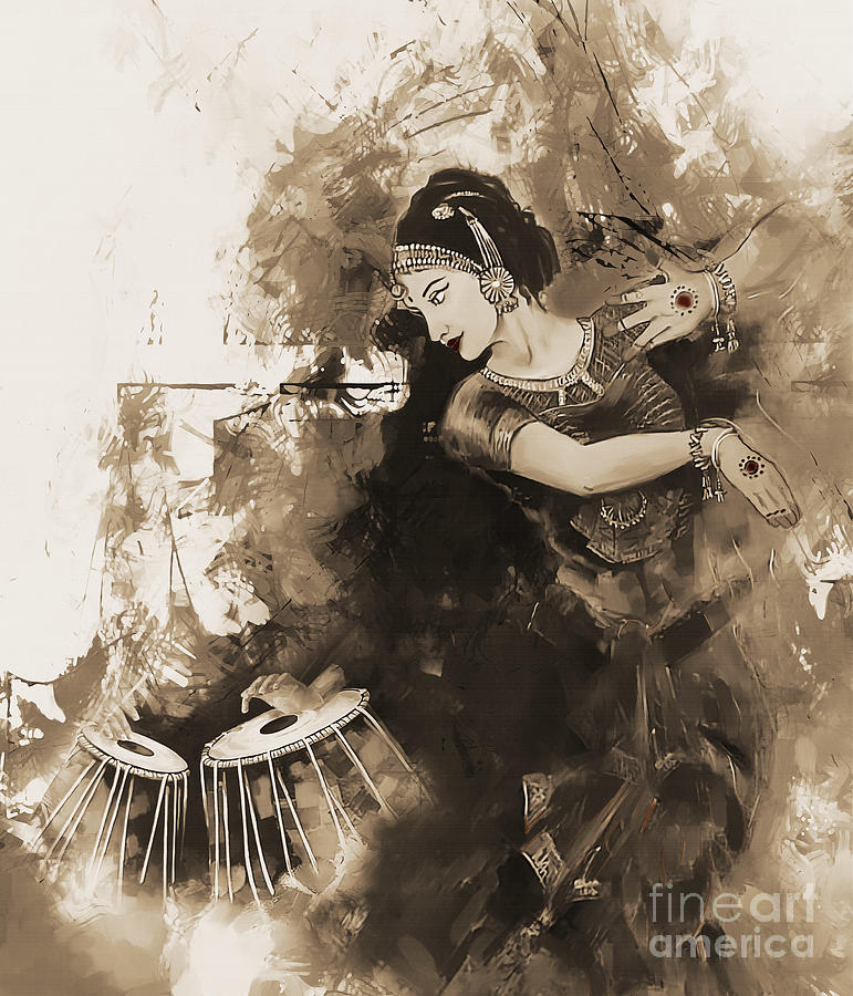 Music Painting - Kathak Dancing on Tabla music 34rr by Gull G