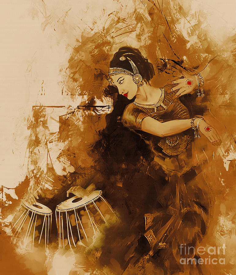 Music Painting - Kathak Tabla Dance art 5556 by Gull G