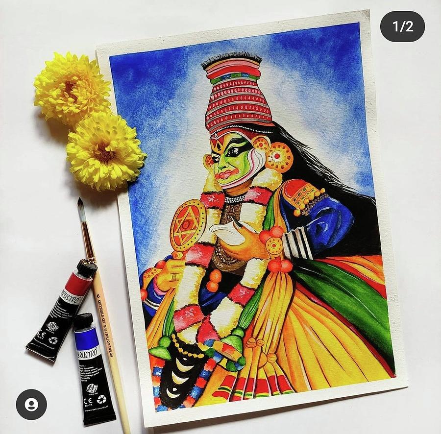 Kathakali watercolor painting Painting by Riteek Johar - Pixels