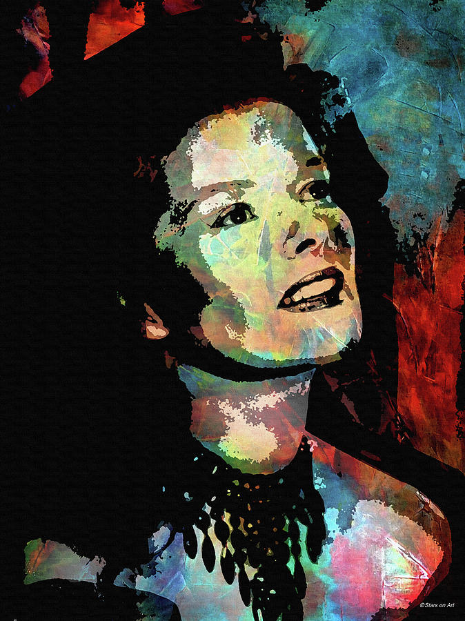 Katharine Hepburn - 2 psychedelic portrait Digital Art by Stars on Art