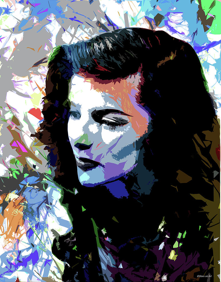 Katharine Hepburn psychedelic portrait Digital Art by Movie World Posters