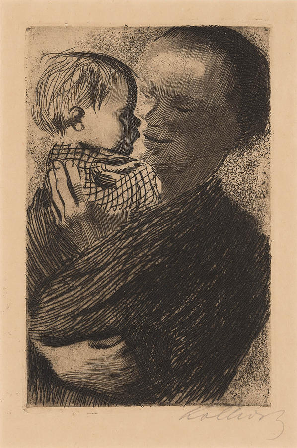 Kathe Kollwitz 1867 1945 MOTHER WITH CHILD ON HER ARM Painting by ...