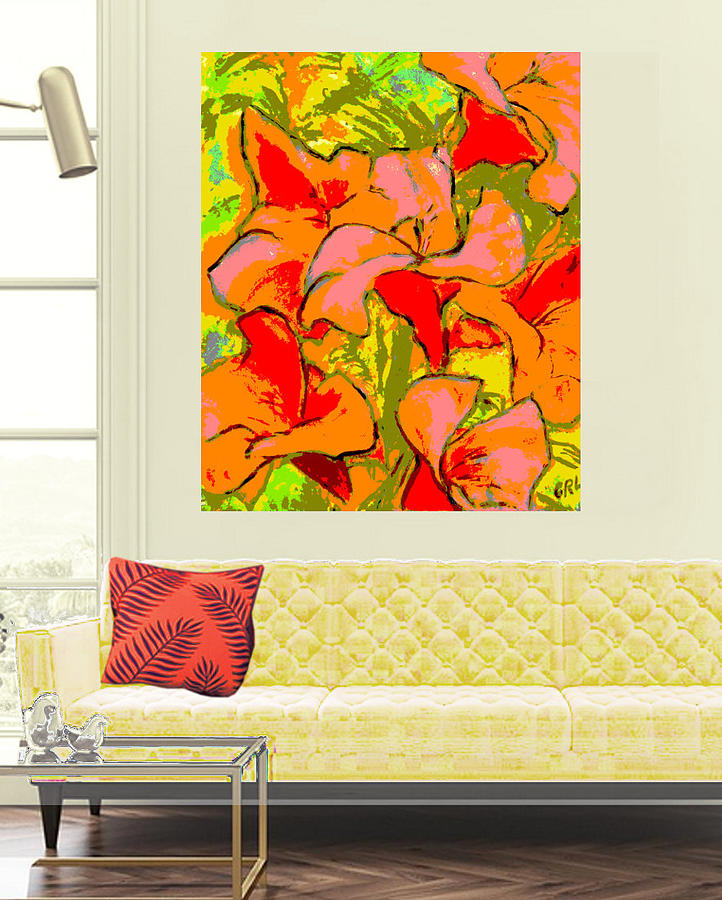 Kathies Daylilies Fine Art Painting North Carolina in situ Painting by G Linsenmayer