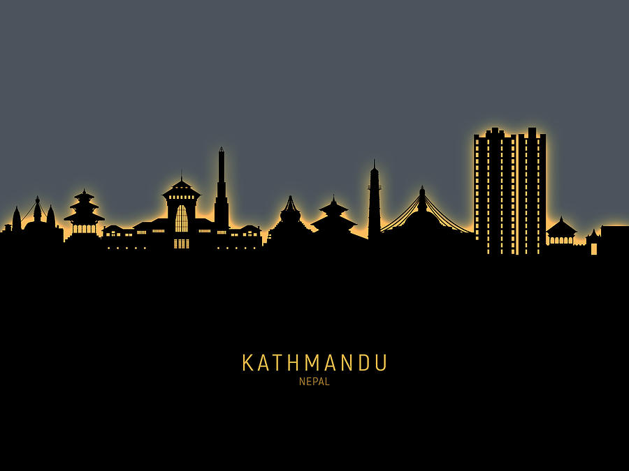 Kathmandu Nepal Skyline #07 Digital Art by Michael Tompsett