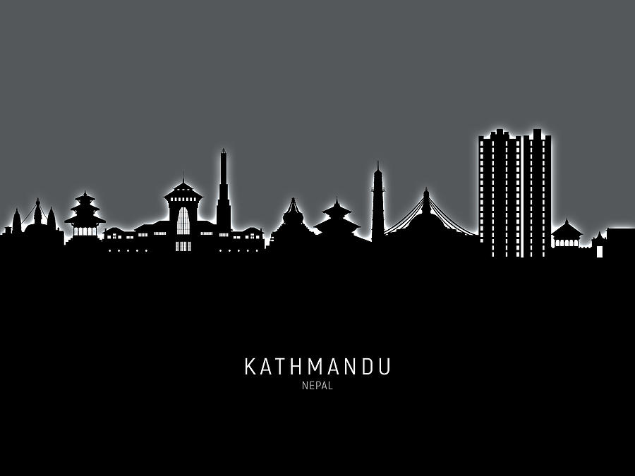 Kathmandu Nepal Skyline #08 Digital Art by Michael Tompsett