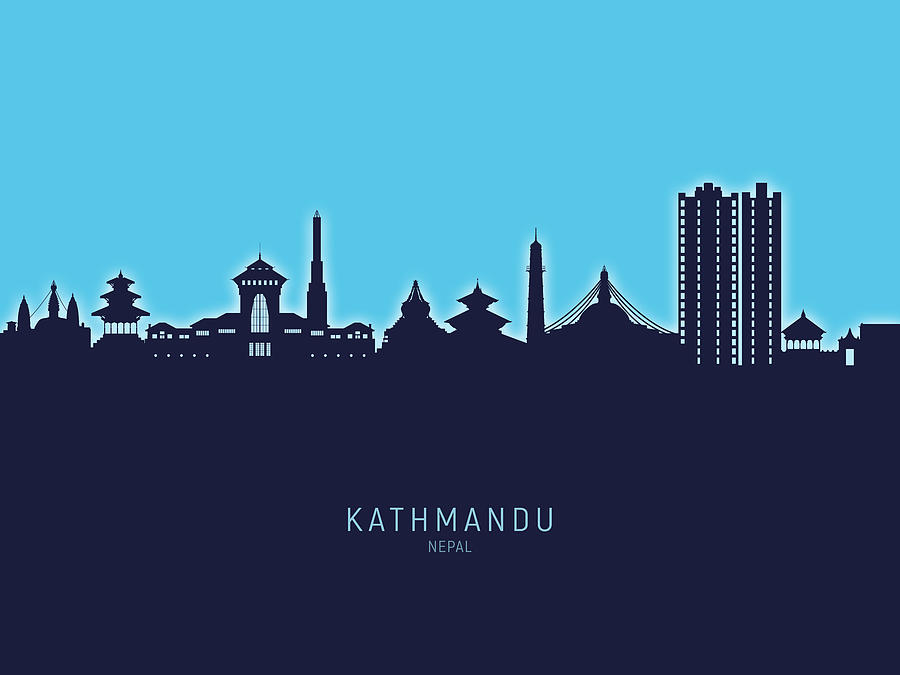 Kathmandu Nepal Skyline #10 Digital Art by Michael Tompsett