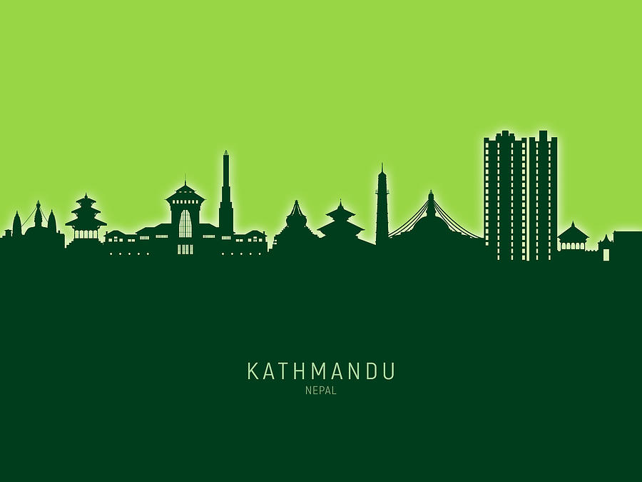 Kathmandu Nepal Skyline #11 Digital Art by Michael Tompsett