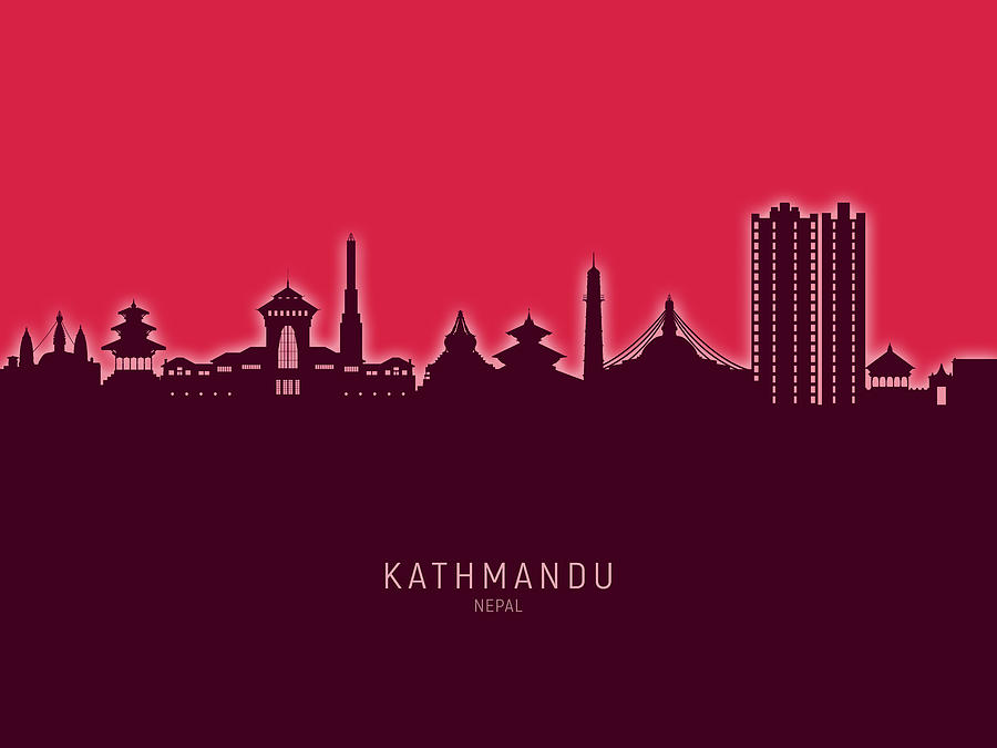 Kathmandu Nepal Skyline #13 Digital Art by Michael Tompsett